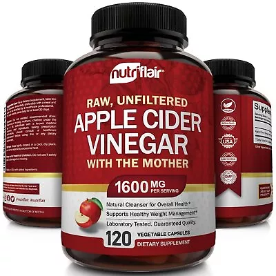 ▶ Apple Cider Vinegar Capsules - 1600mg With The Mother 120 Vegan Keto Pills • $19.99