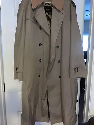 Vintage Trench Rain Coat Botany 500 Tan Insulated Zip Lining 42 Reg • $35.99