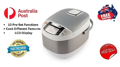 Rice Multi Cooker 10 Cup Capacity 240V 860W Family Sized White Electric LCD AUS • $84.99