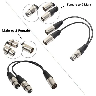 3-Pin XLR Male To Dual XLR Female Y Splitter Audio Adapter Cable For  Microph.AU • £4.80