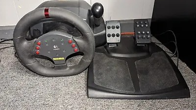 UNTESTED Logitech MOMO Racing Force Feedback Steering Wheel & Pedals Powers On • $100