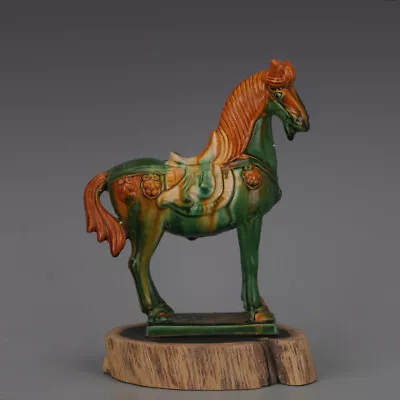 Tang Sancai Green Glaze Painted Bow Horse Ornament Statue Antique Reproduction • £43.20