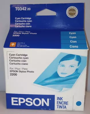 GENUINE Epson 34 T0342 Cyan Ink Cartridge For Stylus Photo 2200 Printer Ink • $6.97