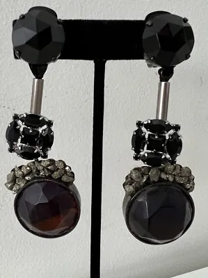 Vintage MARNI Crystal Long Drop Clip-On Earrings • $65
