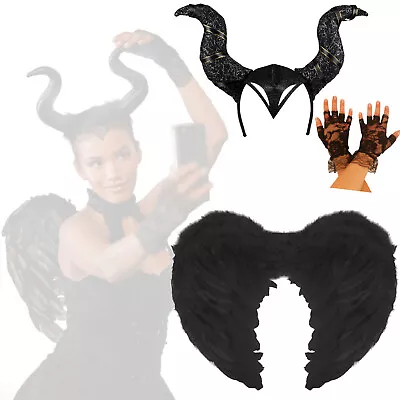 3PCs Women Maleficent Witch Evil Queen Cosplay Costume Fancy Dress Halloween • £14.95