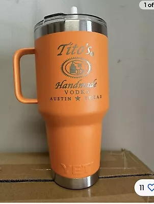 Tito’s Vodka Yeti 35   Oz Straw Mug Orange Limited Edition • $75