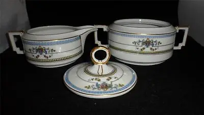 Imperial H & C Bavaria Heinrich & Co SELB Blue And Gold Sugar And Creme Set Used • $20