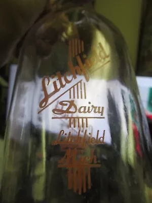 Litchfield Mich. Litchfield Dairy SPQ Milk Bottle Orange Pyro MICHIGAN MI • $19.99