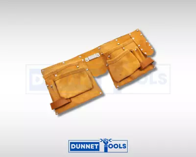 Leather Tool Belt 11 Pocket Double Pouch DIY Tool Storage Building Holder • £7.49