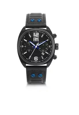 Frye Mens' Moto Engineer Chronograph Black Leather Strap Watch NWT $350 • $159