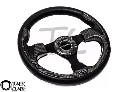 NRG STEERING WHEEL 320MM Sport Leather Steering Wheel W/ Carbon Fiber RST-001CFL • $125