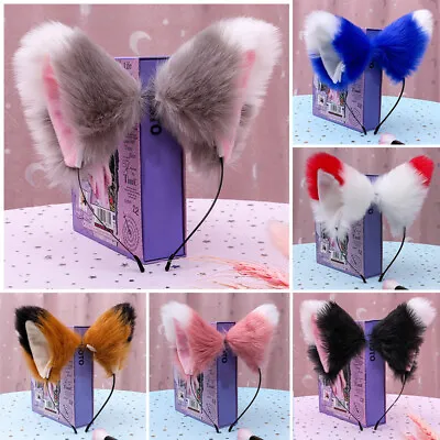 Cat Fox Fur Ears Lolita Headband Anime Cosplay Hair Clip Party Halloween Costume • $2.92