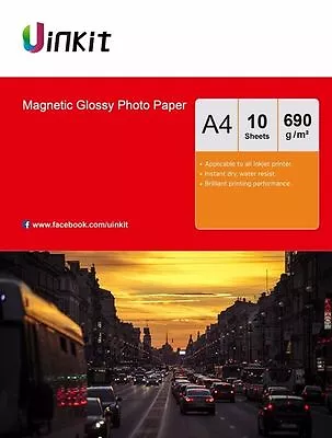 £11.99 • Buy Magnet Photo Paper A4 High Glossy Fridge Paper 650Gsm Heavy Paper 10 Sheets Uink