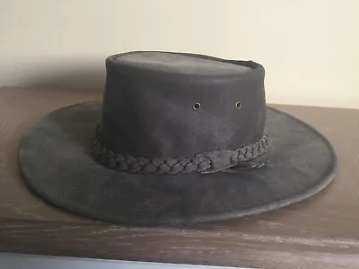 £12 • Buy Leather Australian Bush Hat Co. Cowboy Hat Size M Brown/grey