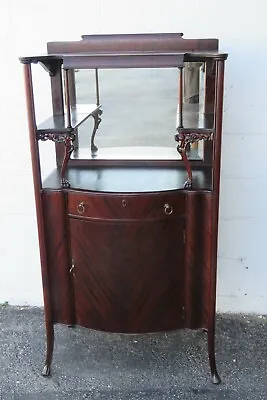 Late 1800s Victorian Carved Mahogany Music Cabinet Display Shelving Etagere 2917 • $1295