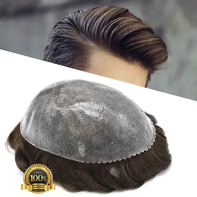 Men Toupee Human Hair Piece Durable Thin Skin PU Wig Replacement System PAPY-J • $99