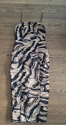 $25 • Buy Womens ASOS Midi Dress Size 10 Pencil Black Tan 