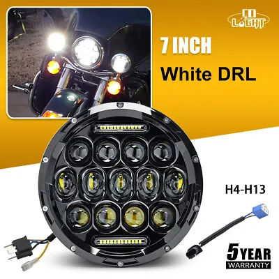 7  LED Motorcycle Headlight Projector Headlight Hi/Lo Light For Motorbike Lamp • £22.01