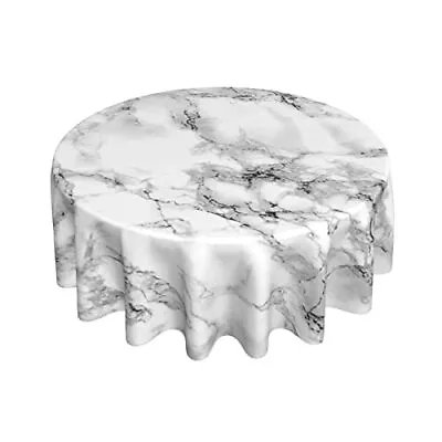 White Marble Tablecloth Round 60 Inch Black Grey Marbling Granite Surface Tex... • $27.67