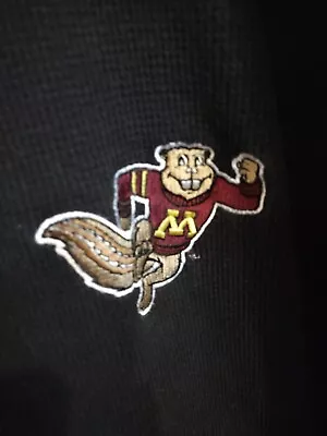 Minnesota Gophers Mens XL Sweatshirt Thermal Zip Jacket Embroidered Black Hoodie • $18.99