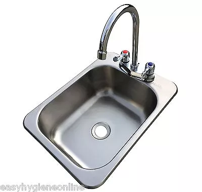 Counter Top Sunk Inset Stainless Steel HAND WASH BASIN Sink Waste Plug & Tap  • £79.99