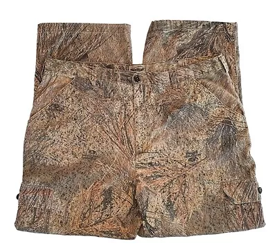 Field Staff Camoflauge Hunting 6 Pocket Cargo Mossy Oak Brush Pants Size 44 X 32 • $23