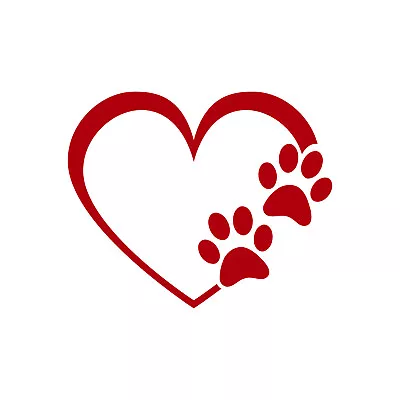 PAW PRINTS With HEART Decal Vinyl Stickers | Love Of Dog Cat Puppy Pet • $2.75