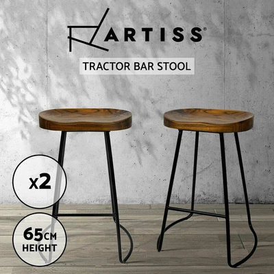 $134.47 • Buy Artiss 2 X Vintage Tractor Bar Stools Industrial Backless Stool Chairs Set Black