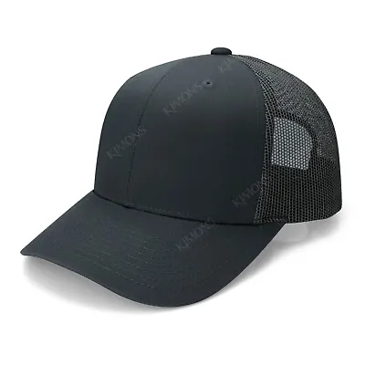 Trucker Hat Cotton Mesh Baseball Snapback Cap Flat Visor Plain Hip Hop Mens MB • $8.45