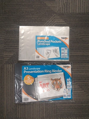 £0.99 • Buy Tiger Stationary A3 Landscape Presentation Ring Binder And Extra Pockets