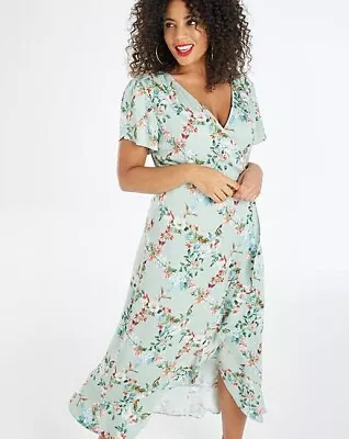 OASIS Fitzwilliam Museum Size 12  10 Wrap Dress Bird Butterfly Floral Midi Maxi • £29.99