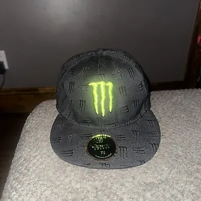 Rare Monster Energy Fitted Hat Size 7 1/8 Men’s Black Logo Authentic Fitted • $49.99