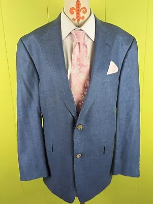 VTG Hart Schaffner Marx 1887 Men's 44R Wool Blazer Sport Coat Jacket Woven Blue • $39.99