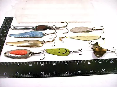 Lot Of (8) Unusual Deepwater Jigging & Casting Spoons Lures In Plano Plastic Box • $17.89