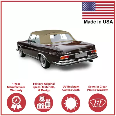 Fits Mercedes W111 280SE 250SE Convertible Top Replacement Tan German Canvas • $647.19