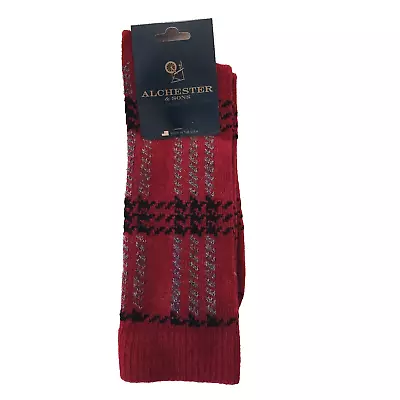 Alchester Red Cashmere Blend Men's Warm Cozy Dress Socks Scotty Shoe Size 10-13 • $22