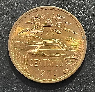 Mexico 1970 20 Centavos Bronze Coin #2 • $9.95