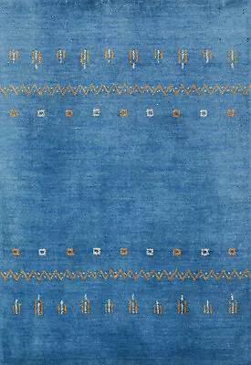Soft And Plush Blue Gabbeh Hand-knotted Wool Accent Rug 2x3 Ft. • $85