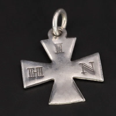$19.50 • Buy VTG Sterling Silver 1886 IHN In His Name Maltese Cross Necklace Pendant - 1.5g