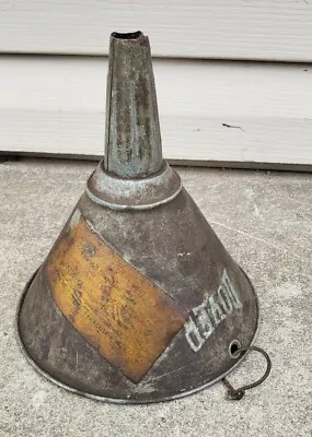 Vintage Dover Galvanized Metal Funnel Gas Station Motor Oil Can Advertising Sign • $44.95