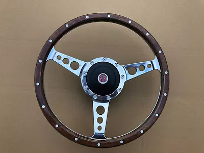 MG 1100 MGA MGB MGC Classic Traditional Polished Alloy Wood 14  Steering Wheel F • $204.62