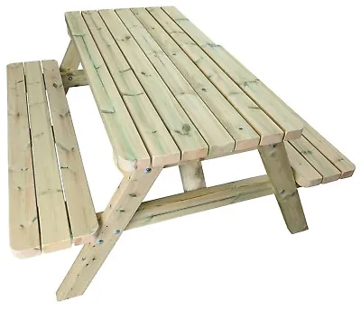 £240 • Buy Heavy Duty Wooden Picnic Table Made With Chunky Redwood 4-8 Seater Pub Benches