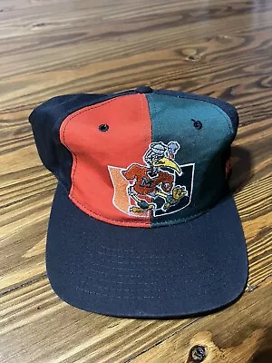 Vintage 90s Starter University Of Miami Hurricanes NCAA Color Block Snapback Hat • $39.99