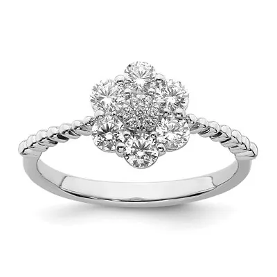 $1734.38 • Buy 14K White Gold Lab Grown Diamond Floral Ring For Womens