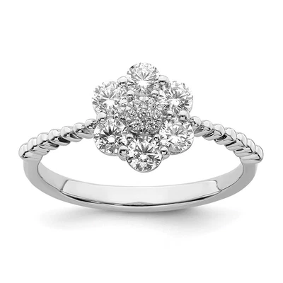 $1734.38 • Buy 14K White Gold Lab Grown Diamond Floral Ring For Womens