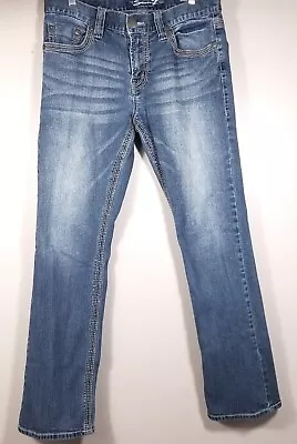 Seven 7 Jeans Mens 32x30 Blue Flap Pocket Straight Denim Embroidered Whiskering • $27.99