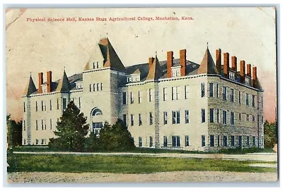 1908 Physical Science Hall Kansas State Agricultural Manhattan Kansas Postcard • $14.98