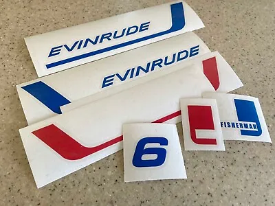 Evinrude Vintage 6 HP Fisherman Outboard Motor Decals Vinyl + FREE Shipping! • $16