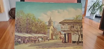 Original Oil Painting On Canvas By Alberto Lobos Chilean Artist Early 1900's • $200