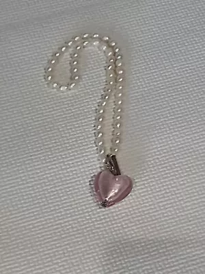 Freshwater Pearl Murano Glass Heart Necklace • £25